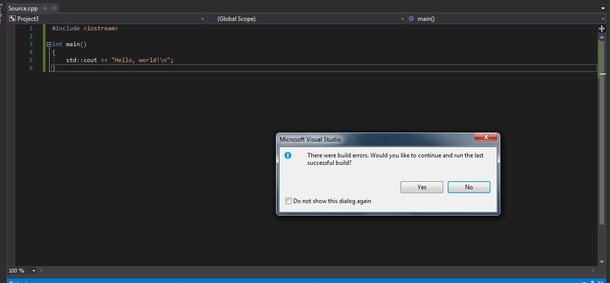 Dev c++ compile error window
